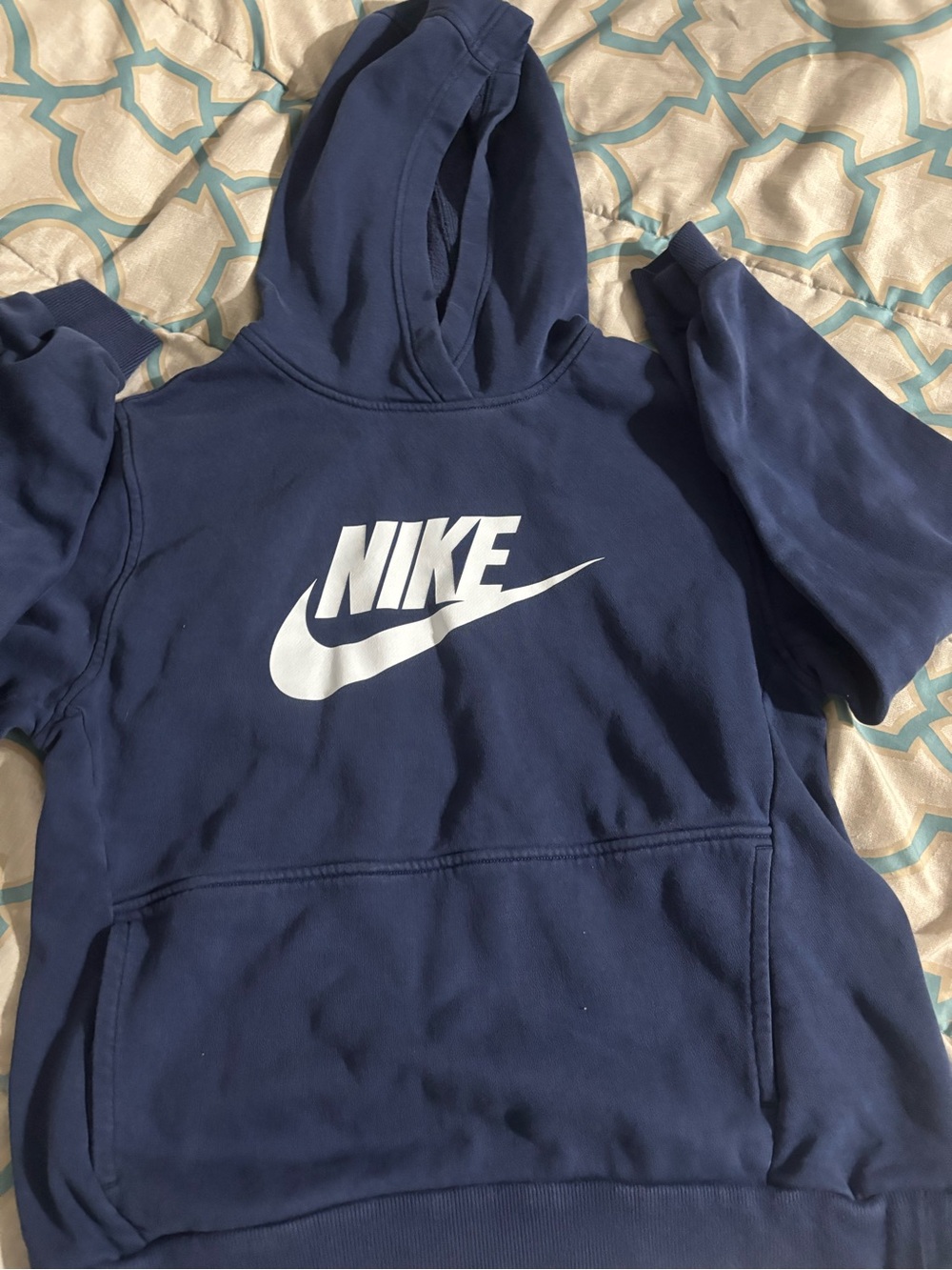 Nike Navy Hoodie with White Logo youth xl or adults small
